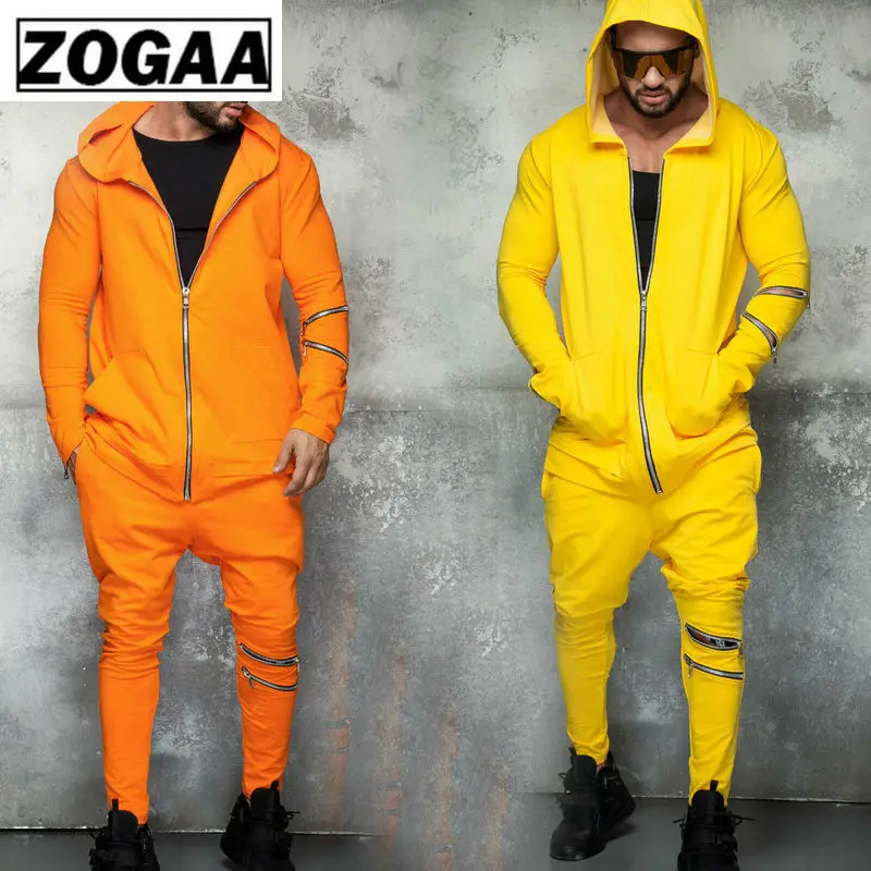 ZOGGA 2019 модные спортивные костюмы мужские толстовки с капюшоном + беговые штаны 2