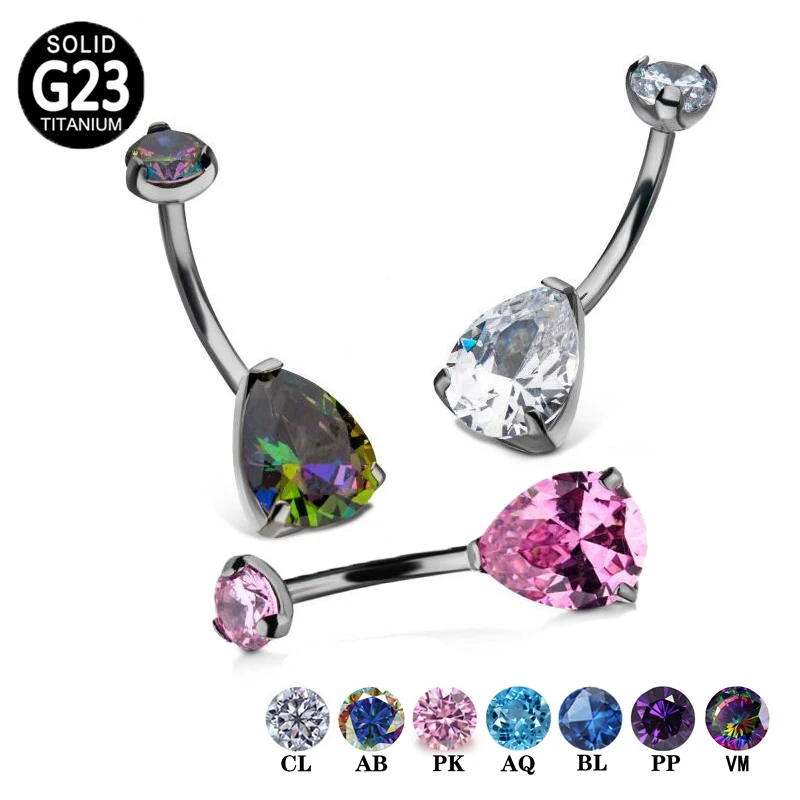 

G23 Titanium Belly Button Ring Triangle Zircon Navel Bars Dangle Curved Barbells Women Girls Belly Rings Body Piercing Jewelry