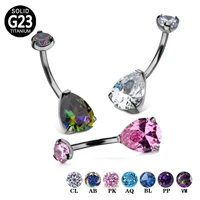 g23 titanium belly button ring triangle zircon navel bars dangle curved barbells women girls belly rings body piercing jewelry
