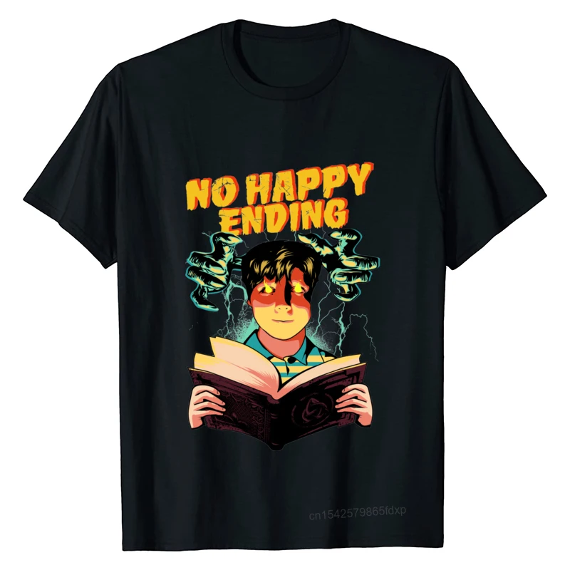 

Футболка мужская с круглым вырезом, эластичная Удобная рубашка в стиле ретро, с надписью «No Happy Ending»