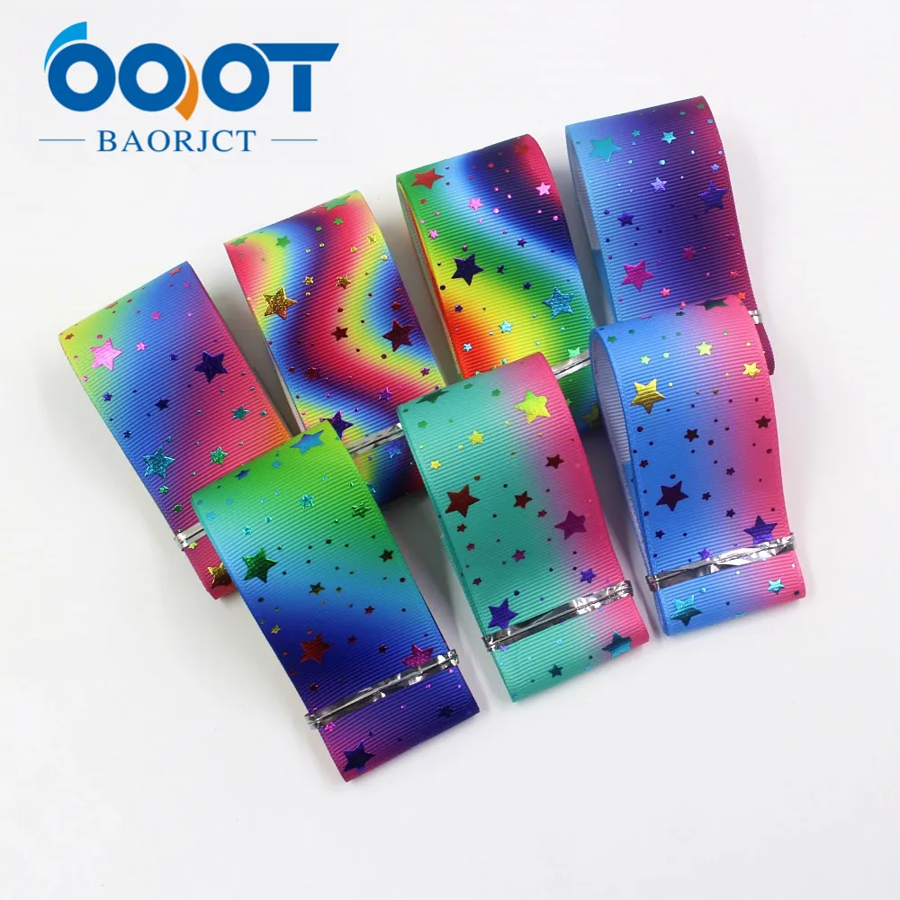 OOOT BAORJCT I-19911-2131, 38 мм, 10 ярдов Красочные Звезды горячего тиснения корсажные ленты, лук крышка DIY аксессуары украшения