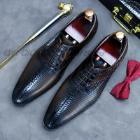 mens snake pattern oxfords shoes genuine leather italian wedding men dress shoes brown business pointed toe formal shoes male