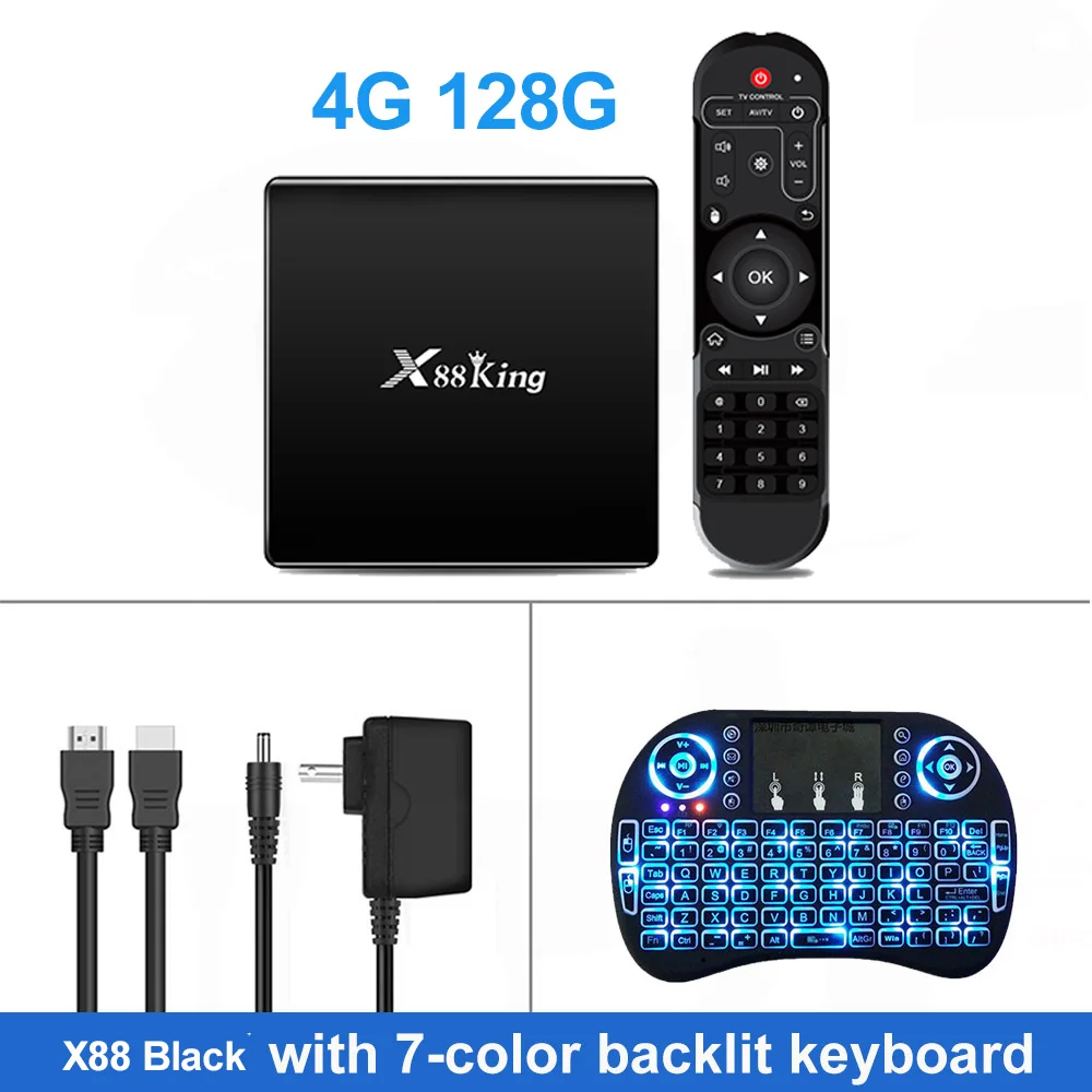 Black X88 king I8 ТВ-приставка LEMADO Amlogic S922X Android 9,0 BT 5,0 4GB 128GB 4K Youtube Netflix Google голосовой помощник X88 King Android tv Box - Цвет: Black X88 king I8
