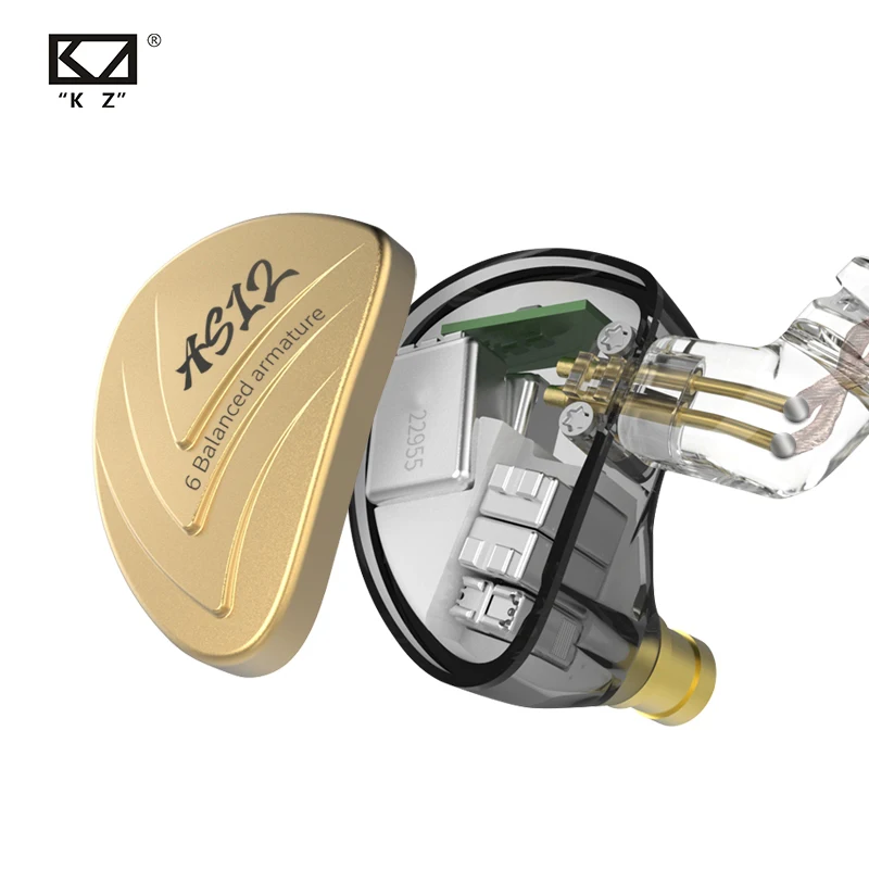 

New KZ AS12 Headphones In Ear Monitor Headset Noise Cancelling Earphones 12BA Balanced Armature Drives HIFI Bass