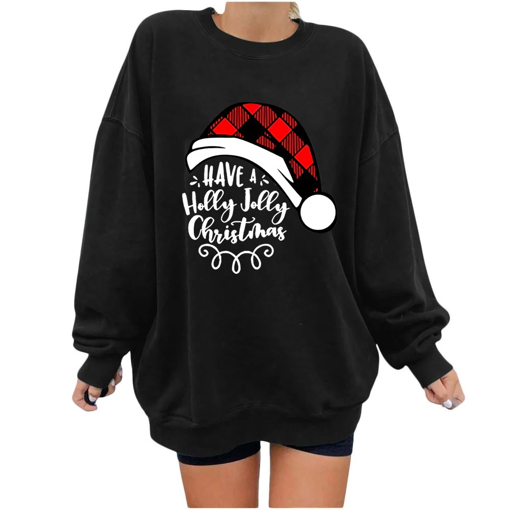 

Santa Claus Funny Christmas Holiday Sweatshirt Tops Merry Christmas Sweatshirt for Women Hipster Xmas Long Sleeves Top