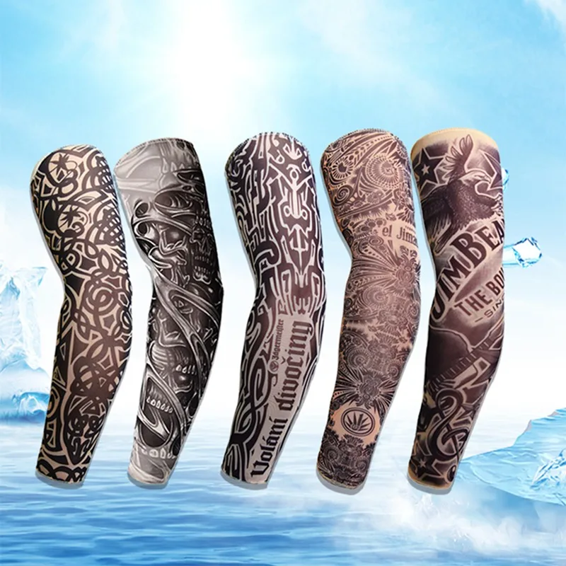 1pcs Tattoo Sleeve Bicycle Sun Cream Hand Long Cuff Cycling Cover Sports Outdoor Air Bike UV Protect | Спорт и развлечения