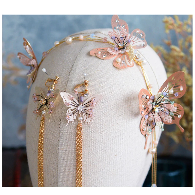 Модные Волшебные оправы для очков серьги-клипсы в виде бабочек жемчужная цепочка