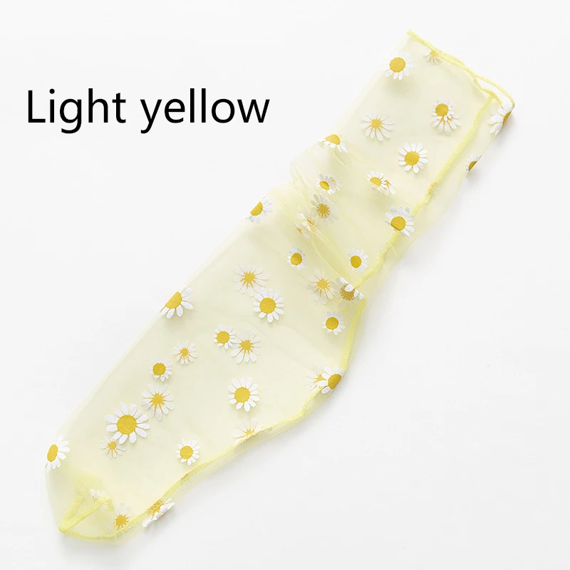 

Colorful Daisy Transparent Daisy Socks Women Lace Cozy Elastic Mesh Invisible Silk Ruffle Ankle Socks