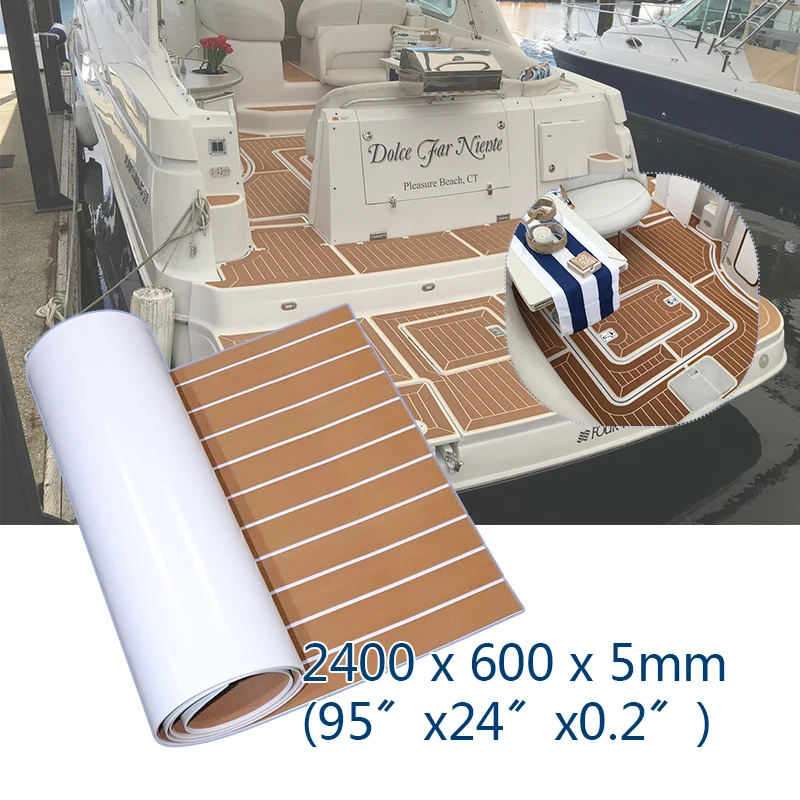 Self-Adhesive Teak Decking 2400mmx600mmx5mm EVA Foam Marine Flooring Faux Boat Decking Sheet EVA Foam Floor Mat