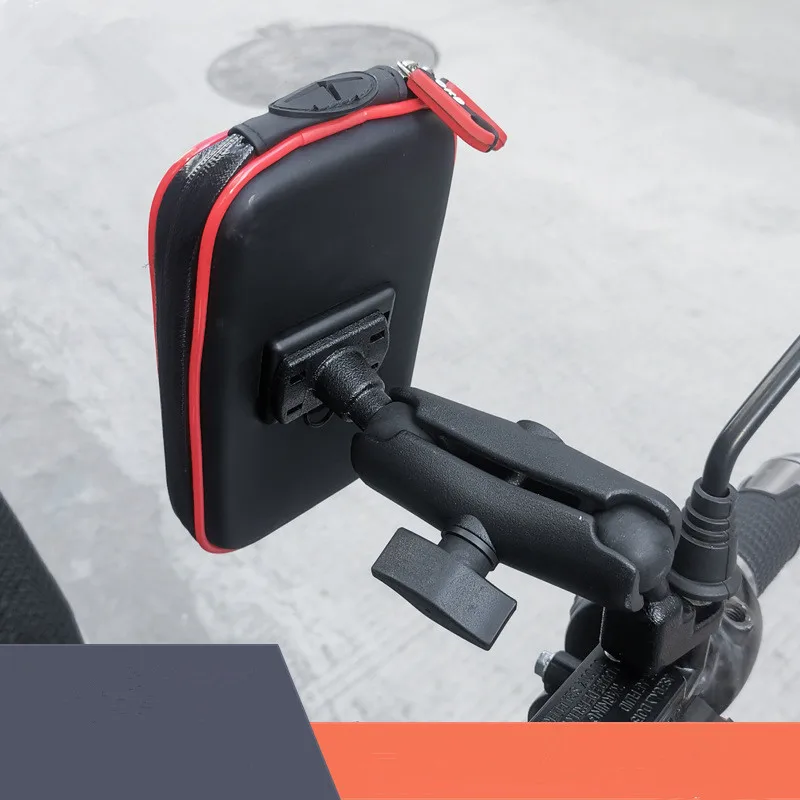 

Waterproof Zipper Case with 1 inch Ball+ 6.5 cm Double Socket Arm for 1-Inch Ball Bases + Rear Mirror Mount for Smart Phones