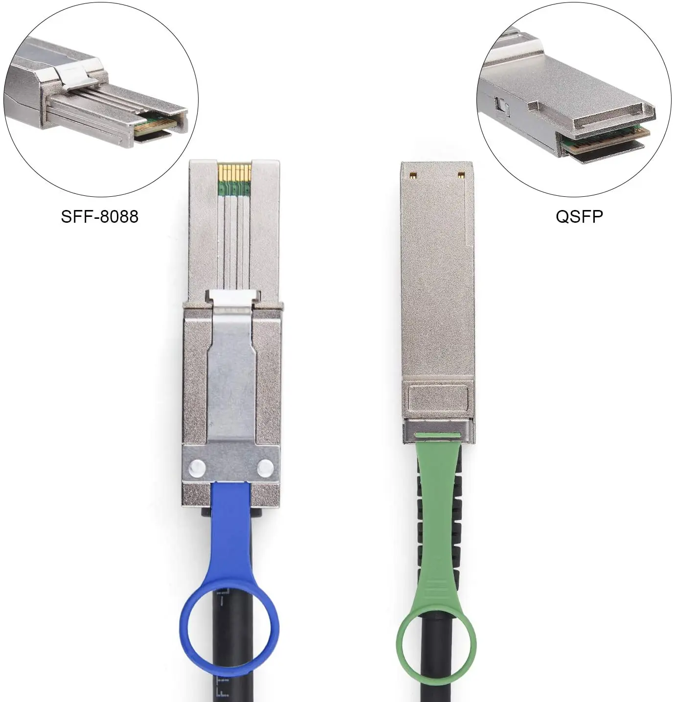 QSFP (SFF-8436) to MiniSAS (SFF-8088) DDR Hybrid SAS Cable, 100-Ohm, 3-m(10ft)