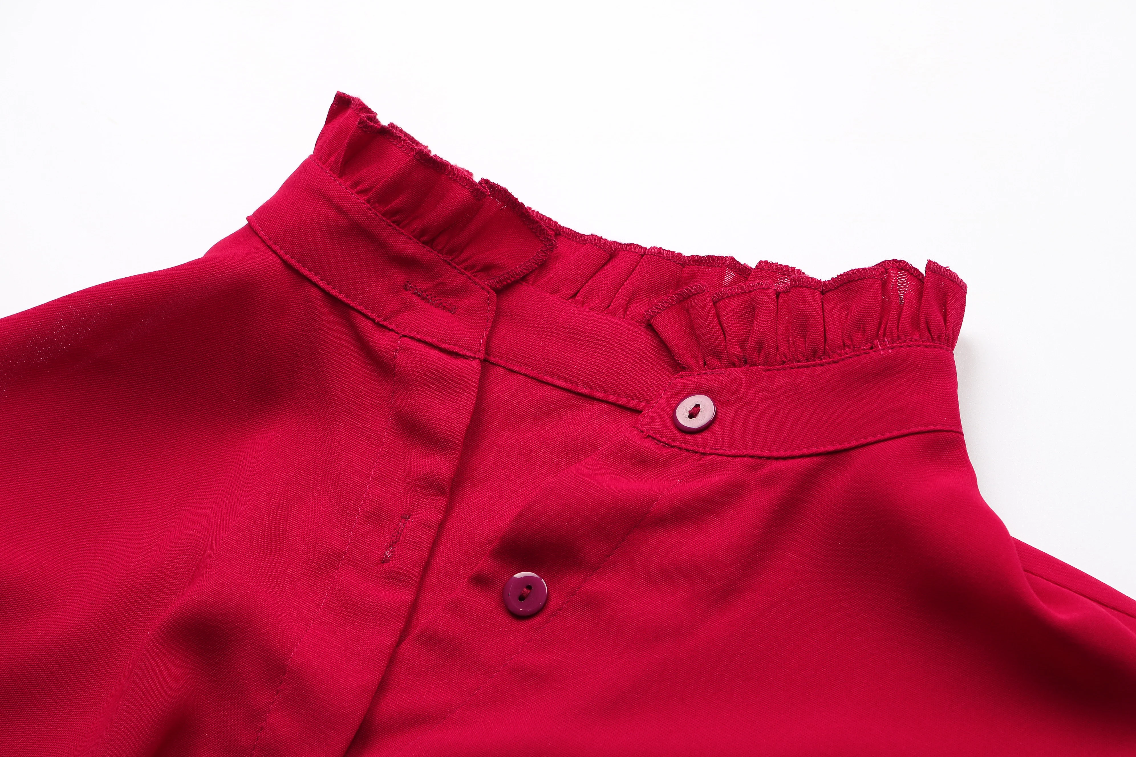 

Spring Summer 2021 Women Fashion Solid Color Shirts Ruffle Short-sleeved Ruffle Collar Shirt Female 6687