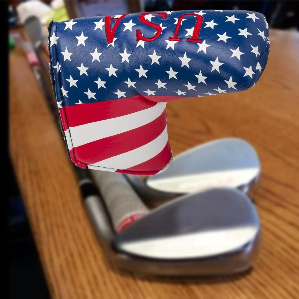 

For Scotty Golf Putter Cover Portable American Flag Club Durable Accessories Waterproof Blade Headcover PU Leather Outdoor