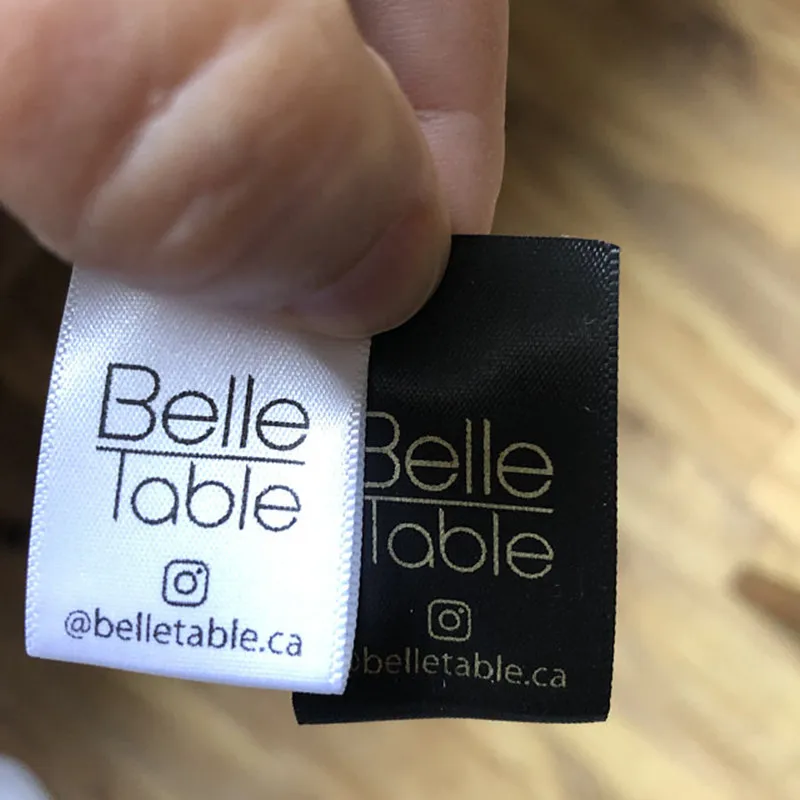 300 втачные атласное шелковое Костюмы этикетки тканые края уход пользовательские