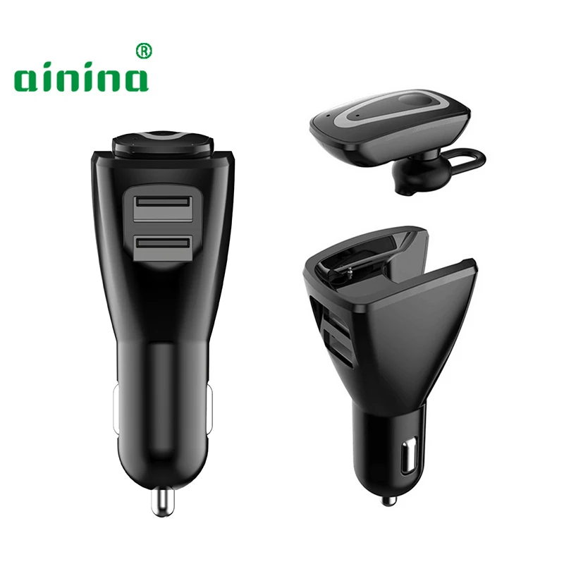 

Multi function 5V 3.1A Car charger dual usb port charger with TWS earphone , car charger for iphone/samsung/xiao mi/Huawei