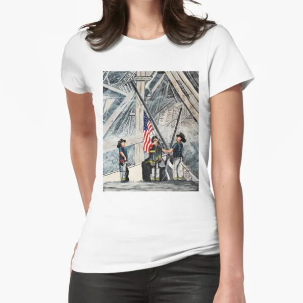 

Firefighters Raising The Flag At Ground T-Shirt Print Top