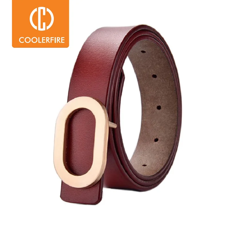 Women Belts Genuine Leather Designer's Famous Brand Fashion Alloy Ring Circle Gold Buckle Girl Jeans Dress Wild Belts LD033