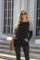 womens clothing autumn and winter new fashion womens o neck leopard print long sleeved casual loose t shirt plus size