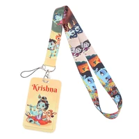 ya127 mythological figures krishna card cover with lanyard hang rope keycord usb id card badge holder keychain lanyards