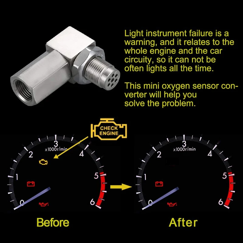 90 Degree CEL Check Engine Light Bungs Oxygen O2 Sensor Socket Real Mini Catalytic Converter 201 Stainless | Автомобили и