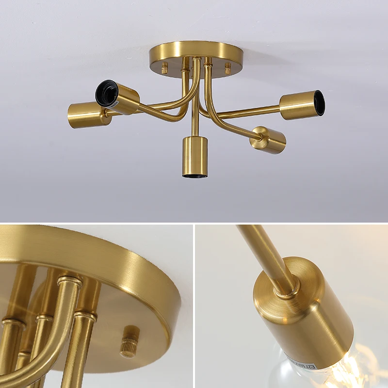 $53.90 Nordic Modern Restaurant Ceiling Lamp Copper Design Bedroom Living Room Creative Light Kitchen Ceiling Light Home Decor Fixture