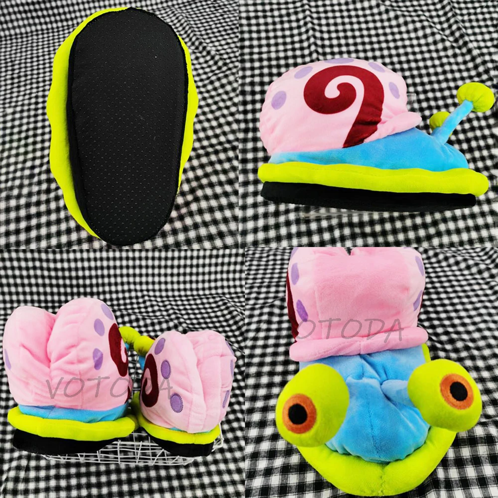 Winter Home Shoes Women Gary Snails Slippers Furry Cute Cartoon Indoor Slipper Warm Plush House Flip Flops Female Funny Slides