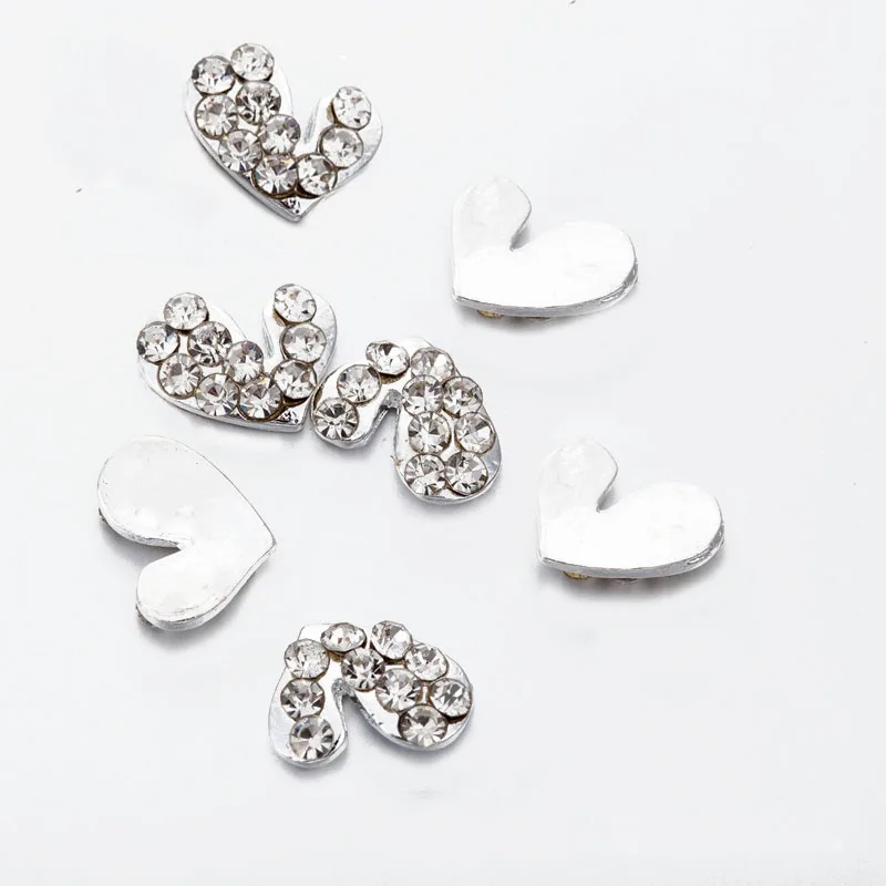 

10pcs glitter heart Nail Charms Diamond For new 3D Nail Art Supplies DIY nail crystal rhinestones jewels Decorations