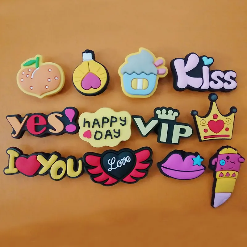 

PVC Shoe Accessories Cute Kiss Letter Crocodile JIBZ Shoe Buckle Decoration