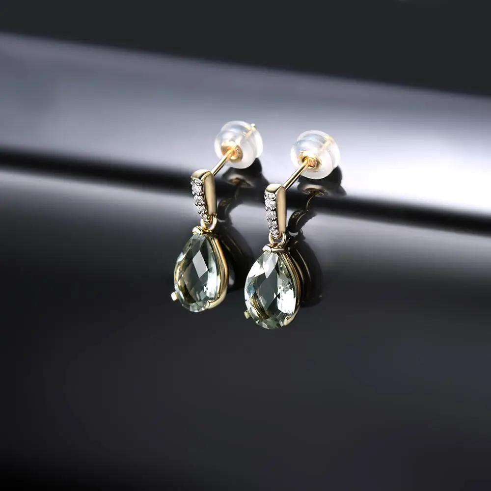 Серьги с натуральным зеленым аметистом (кварц) 2 68 карат серьги подвески из