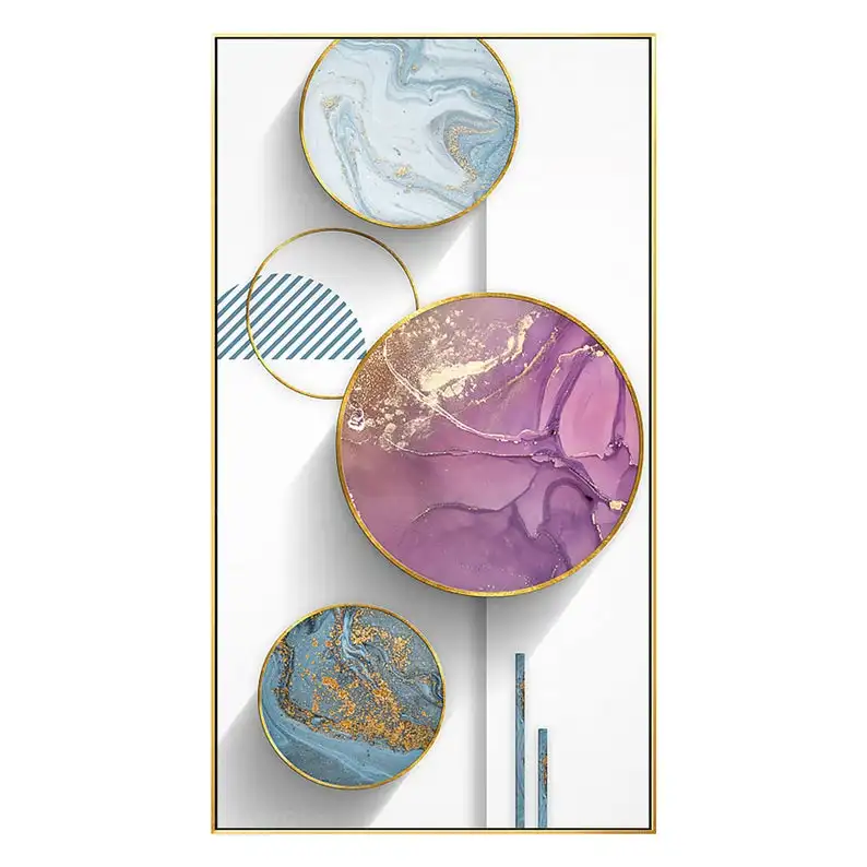 

Watercolor Digital Print Art Gold Painting Blue And Purple Geometric Oil Painting