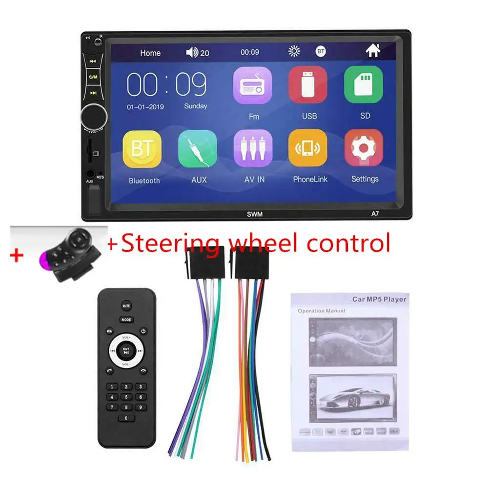with RC Авторадио 2DIN автомобильный стерео MP5 плеер 7 дюймов сенсорный экран Bluetooth USB AUX U диск FM радио+ камера - Цвет: with RC