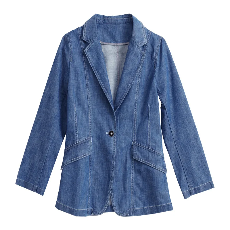 LittleHouseGirl-traje pequeño de lujo para mujer, chaqueta Retro de moda, sencillo, largo y medio, informal, lavado, Primavera, 2021