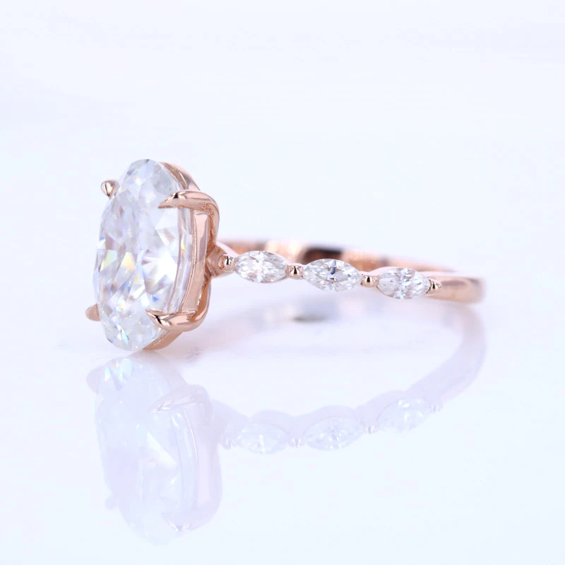 Женское кольцо с муассанитом овальной огранкой 10 к 4 карата | Украшения и