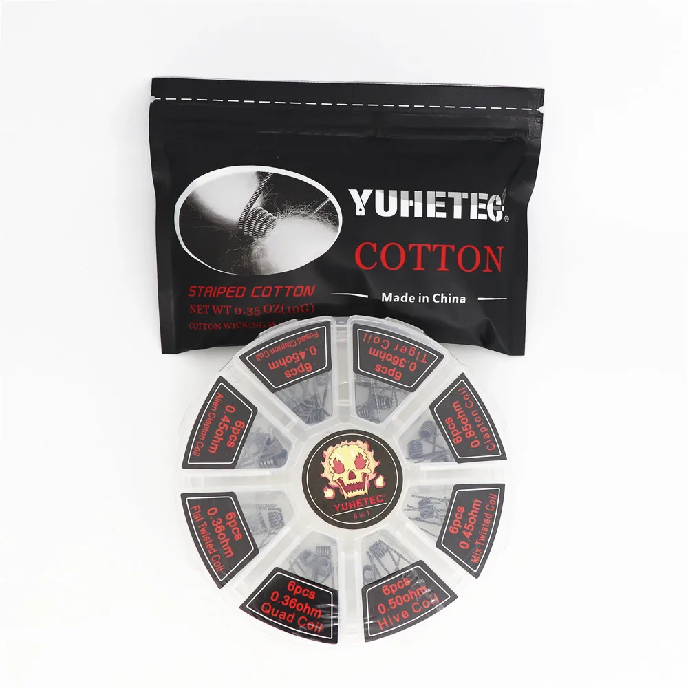 Готовая катушка YUHETEC 8 в 1 + хлопковая предварительно изготовленная Claptonwire Demon SS316