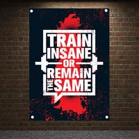 train insane or remain the same motivational workout posters exercise bodybuilding banners wall art flag tapestry gym wall decor