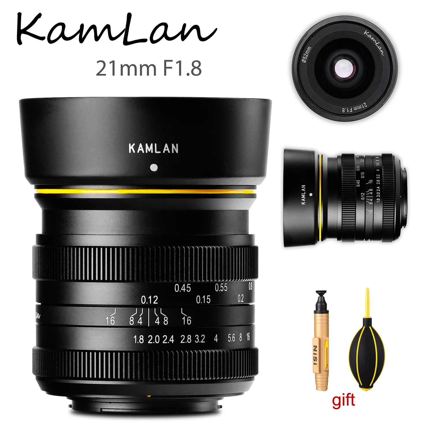 

Kamlan 21mm F1.8 Lens Manual Focus APS-C Camera Lens for Canon EOS-M Sony E Fujifilm FX M4/3 mount for X-T3 Mirrorless Camera