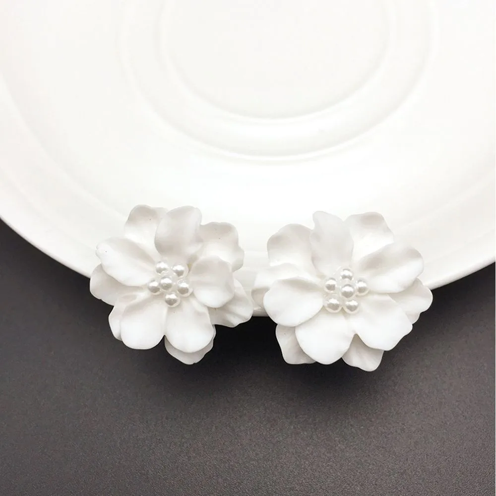 1 пара серьги-гвоздики простая белая свадебная обувь с украшением в виде цветов