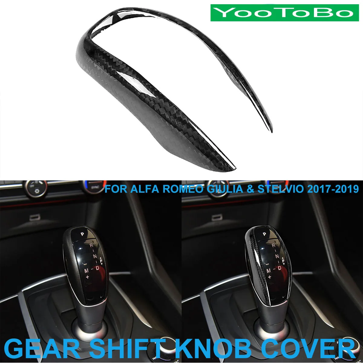 

LHD RHD Car Styling Real Dry Carbon Fiber Central Gear Shift Knob Trim Cover Sticker For Alfa Romeo Giulia Stelvio 2017-2019