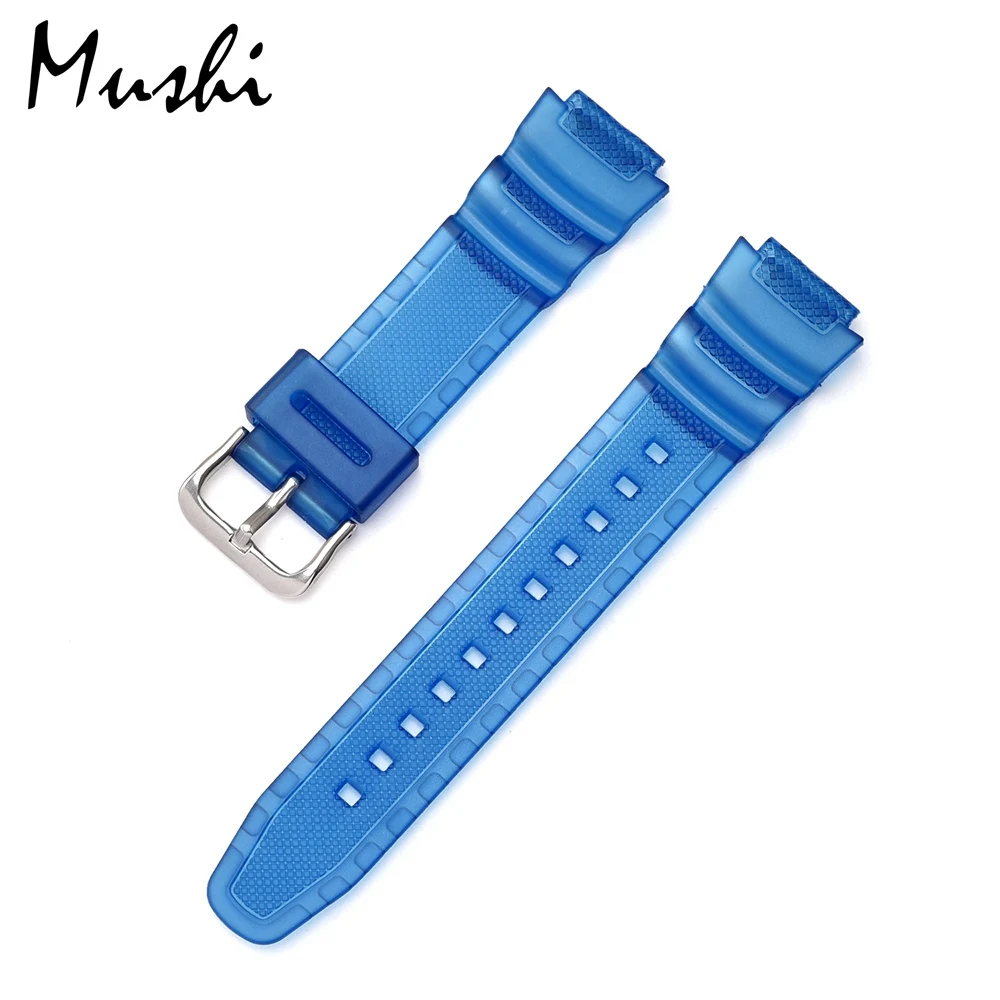 Matte Deep Blue Каучуковый ремешок для объектива с оптическими зумом Casio AE-1000w AQ-S810W SGW-400H/SGW-300H силиконовый ремешок для часов булавки Туфли с ремешком и пряжкой часы на запястье браслет цвета: черный - Цвет ремешка: Matte Deep Blue