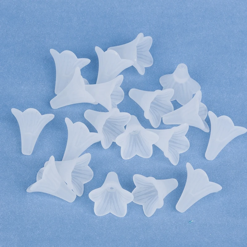 Матовые акриловые бусины Doreen в коробке 50 шт. белый цветок лилии для