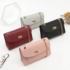 High-Grade Solid Color Chain Bag Female 2020 Summer New Style Foreign Style Leather Textured Women Shoulder/Crossbody Bag #20