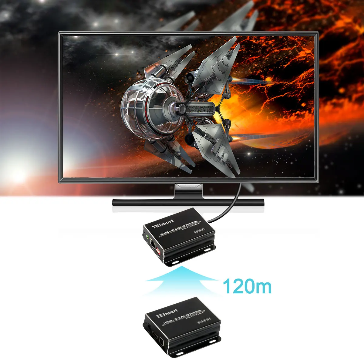 TESmart KVM HDMI удлинитель 60 м USB IR CAT5e/6 (1 TX + 1 RX) поддержка 1920*1080 @ Гц|KVM-переключатели| |