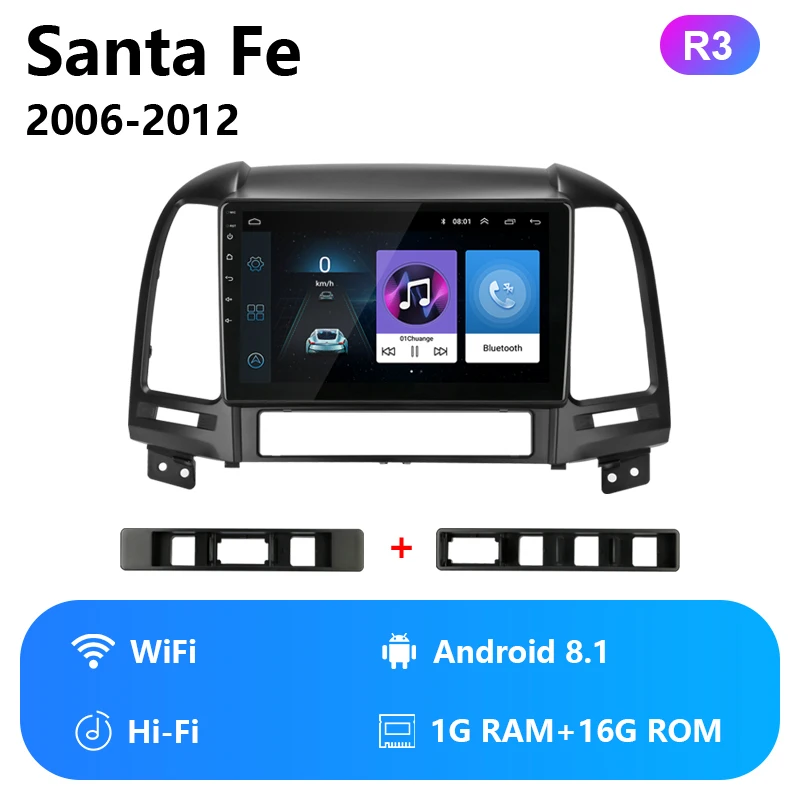 wifi version Jansite " RDS 4G Wifi автомобильное радио для hyundai Santa Fe 2006-2012 Авторадио сенсорный экран для Android зеркало GPS-link плеер с рамкой - Color: wifi version