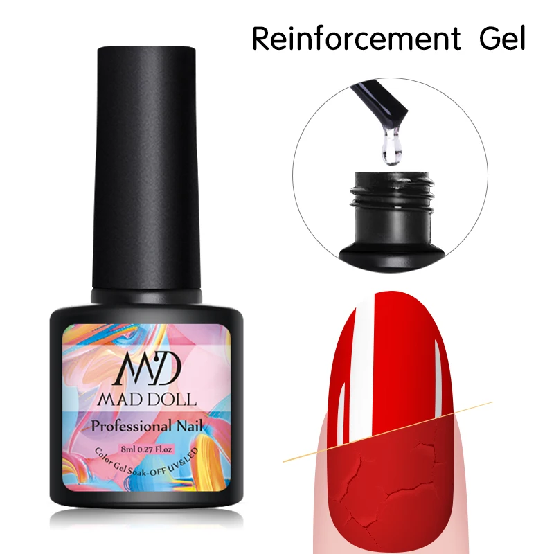 Reinforcement Gel MAD DOLL, 8 мл, Гель-лак для ногтей, полуперманентный маникюр, геллак, верхнее покрытие, замачиваемый, Гель-лак, 60 цветов на выбор - Цвет: Reinforcement Gel