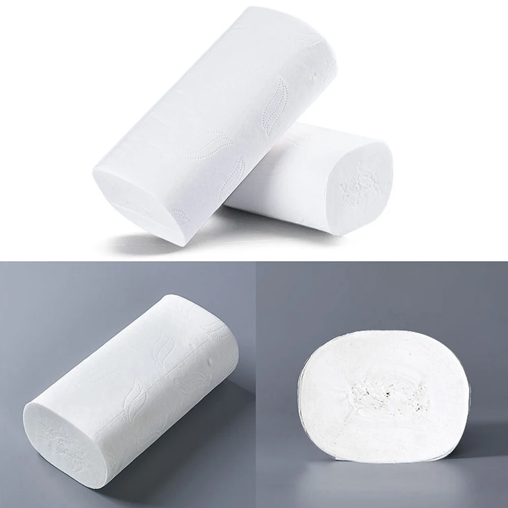 

12 Roll Disposable Toilet Paper Roll Soft Printed Bathroom Tissue Coreless White 4-Ply Paper Towels AC889