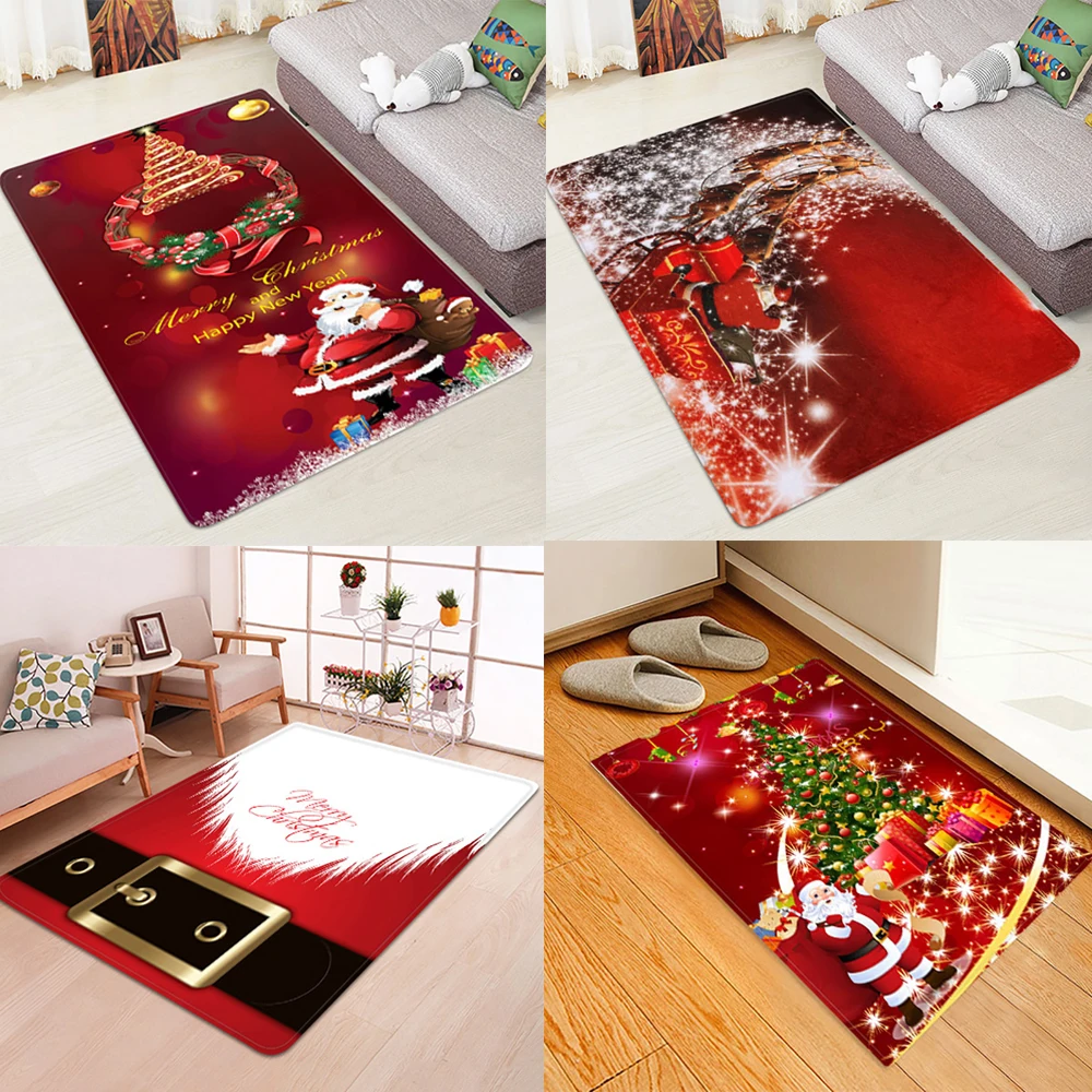 

1 шт., Рождественский коврик для дома, с Сантой