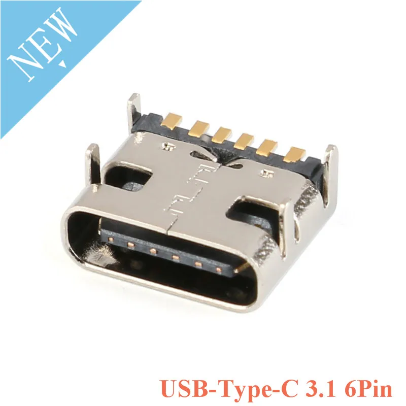 10 шт. разъем USB Type C 3 1 6 штырьков|Запасные части| |