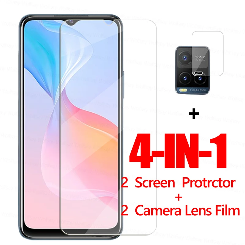 Protector de pantalla de cristal templado para móvil, cristal transparente 4 en 1 para Vivo Y21S, Y20T, Y30, Y12S, Y21, Y31, Y51, Y33S, Y53S, Y72, 5G