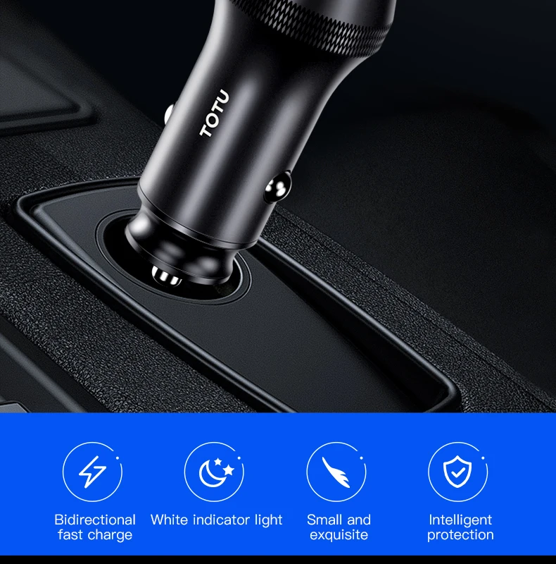 TOTU PD QC3.0 быстрое двойное USB Автомобильное зарядное устройство для мобильного телефона адаптер быстрая зарядка автомобильное USB зарядное устройство для телефона для iPhone samsung Xiaomi