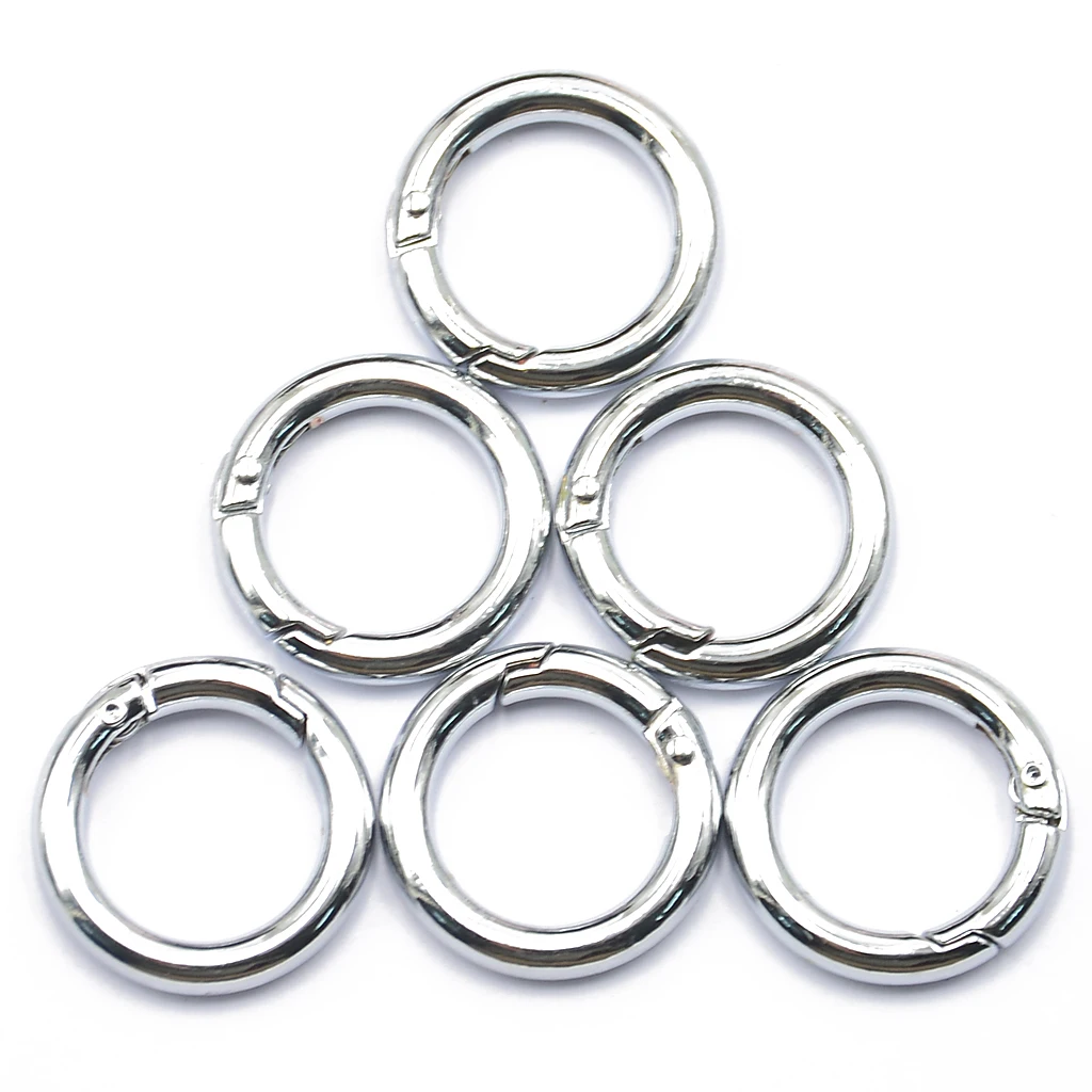 

5pcs/lots Zinc Alloy Plated Gate Silver Spring O-Ring Buckles Clips Carabiner Purses Handbags Round Push Trigger Snap Hooks